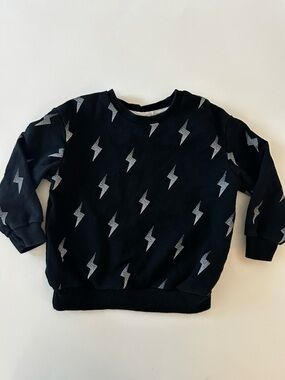 Miles The Label Boys Lightening Bolt Graphic Crewneck, 24 Month, Organic Cotton
